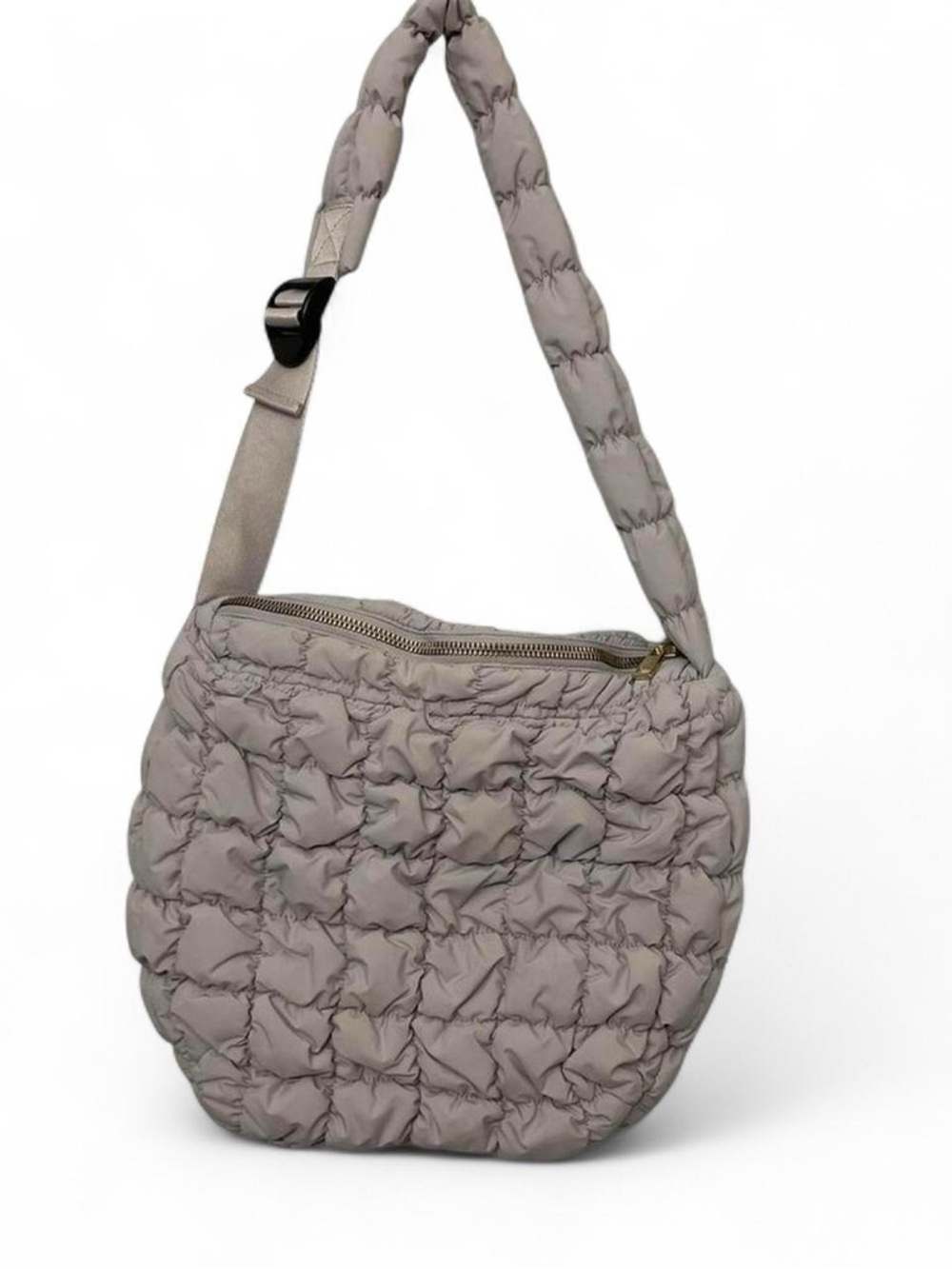 Quilted Light Gray Puff Shoulder